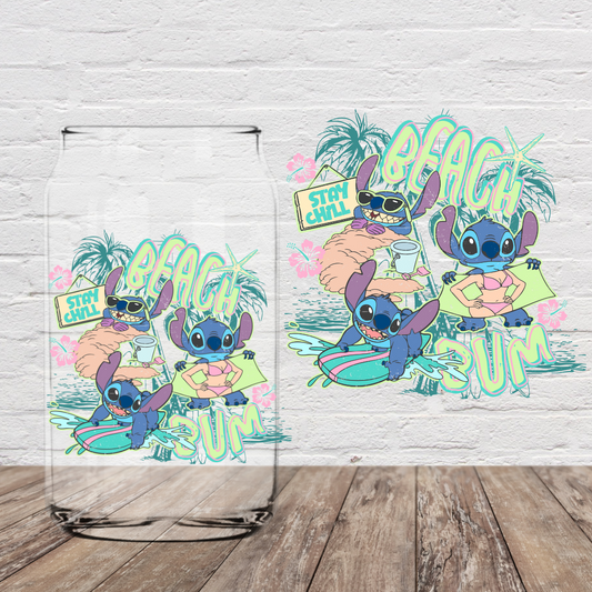 Blue Alien Beach Bum 4" UV DTF