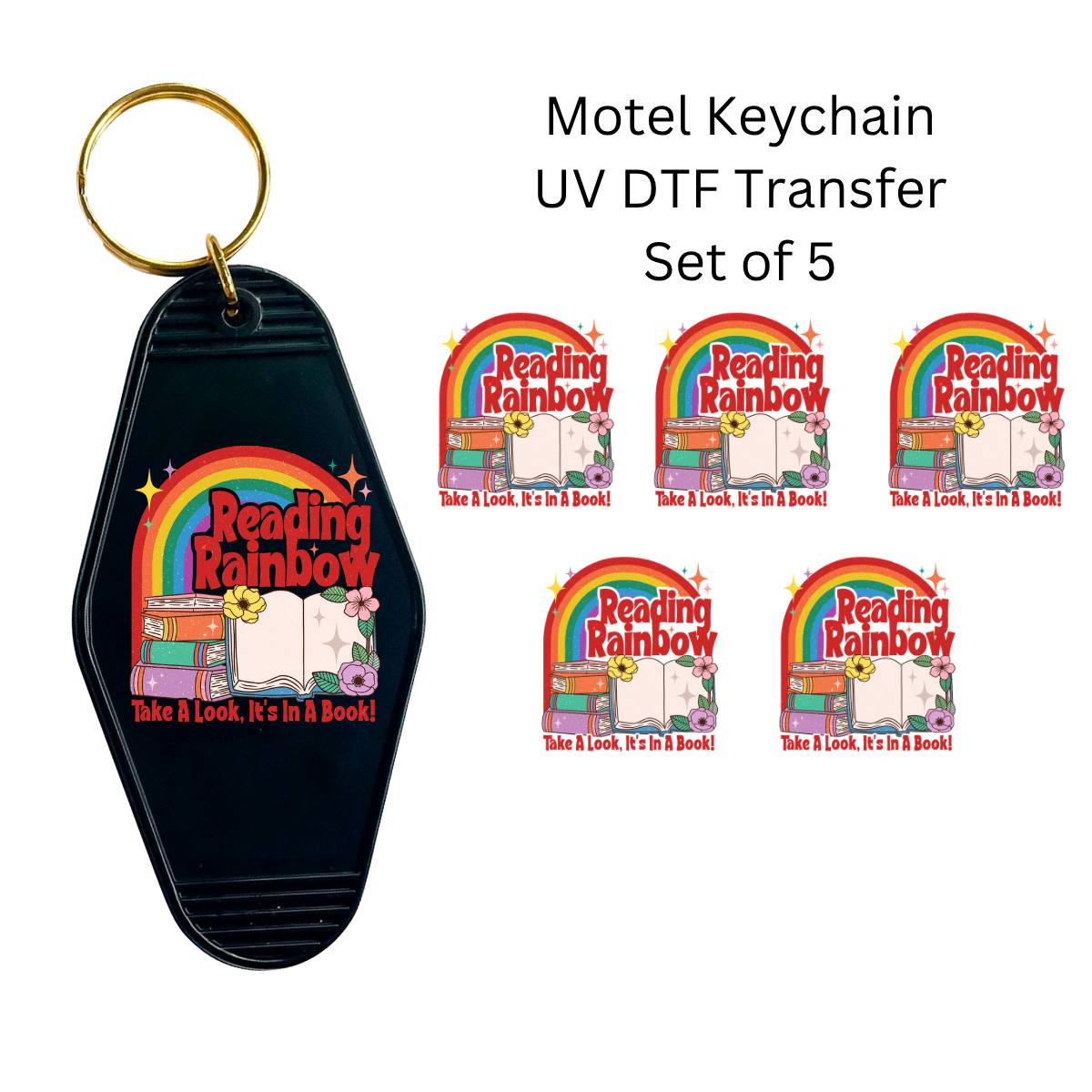 Reading Rainbow Set of 5 Keychain Transfers