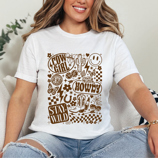 Cowgirl Howdy BROWN SINGLE COLOR DTF TRANSFER