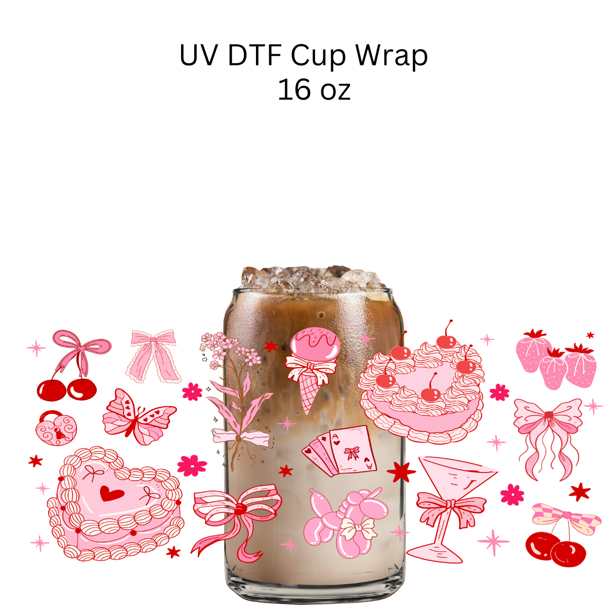 Valentine Cakes UV DTF Cup Wrap