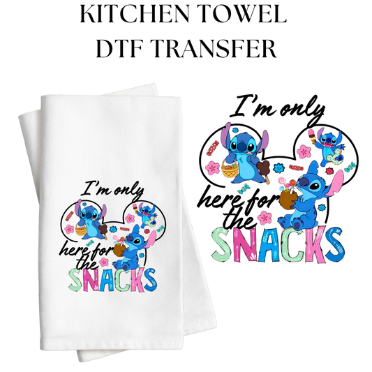 I'm Only Here For The Snacks Kitchen Towel DTF Transfer
