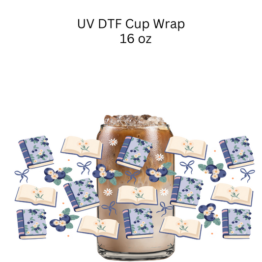 Book and Blueberries UV DTF Wrap
