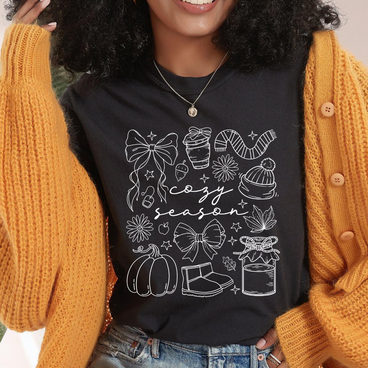 Cozy Season White Single Color DTF Transfer