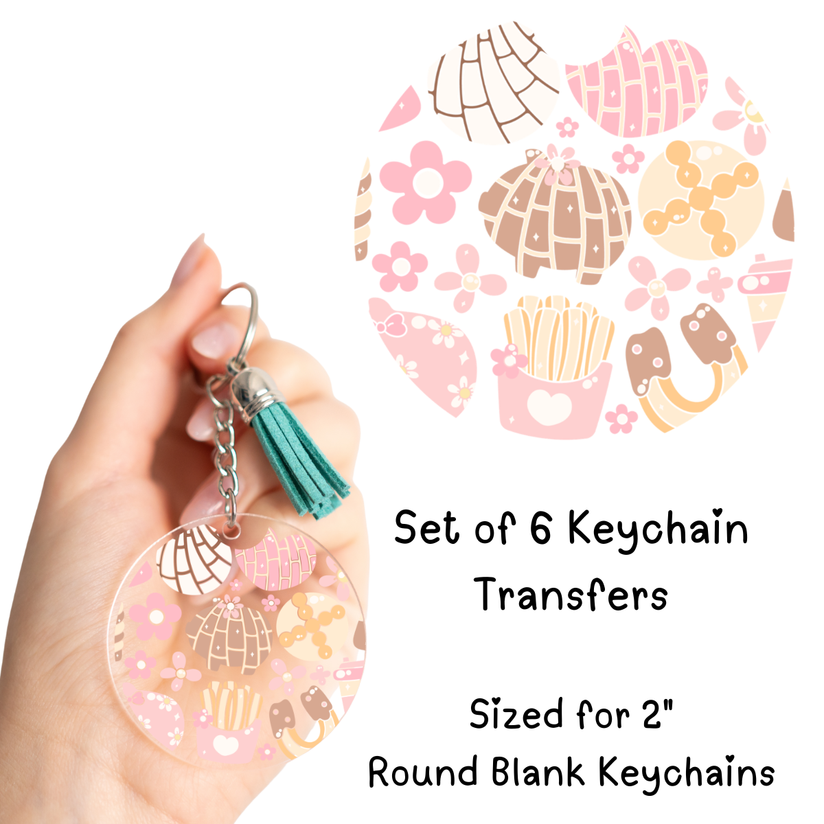 Cute Mexican Snacks Round Keychain Transfer