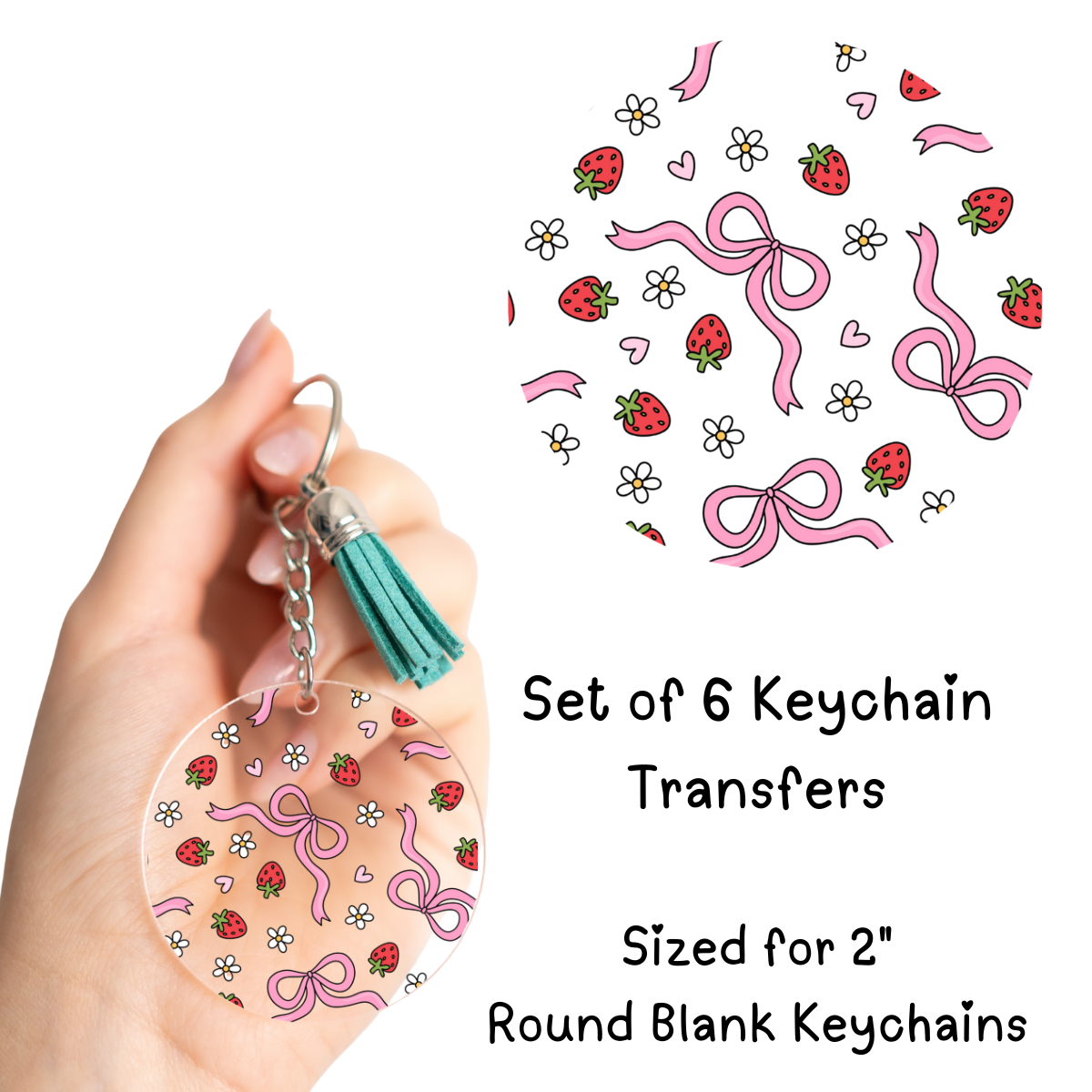 Strawberry Bows Keychain Transfers