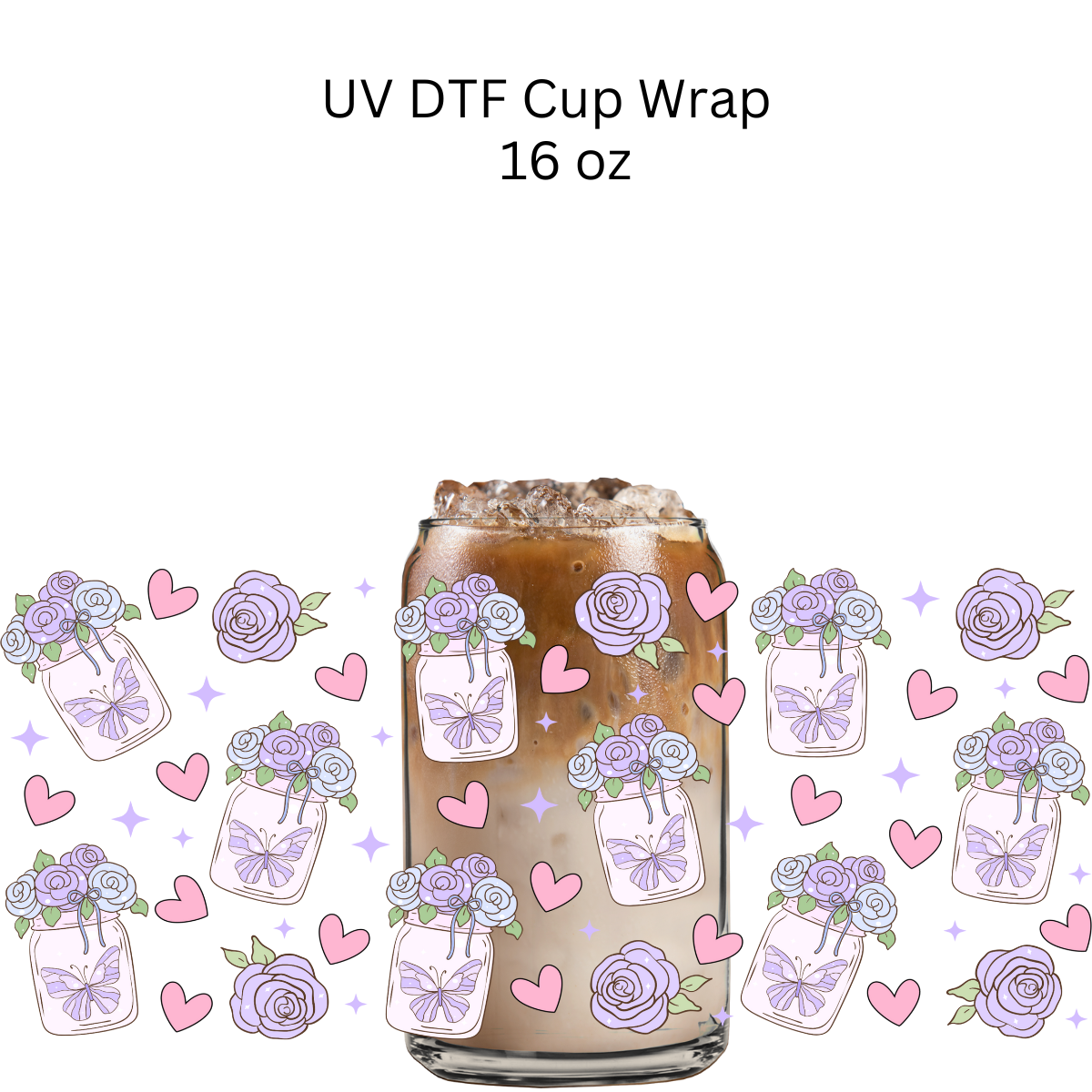Purple Butterfly Flower Vase UV DTF Cup Wrap