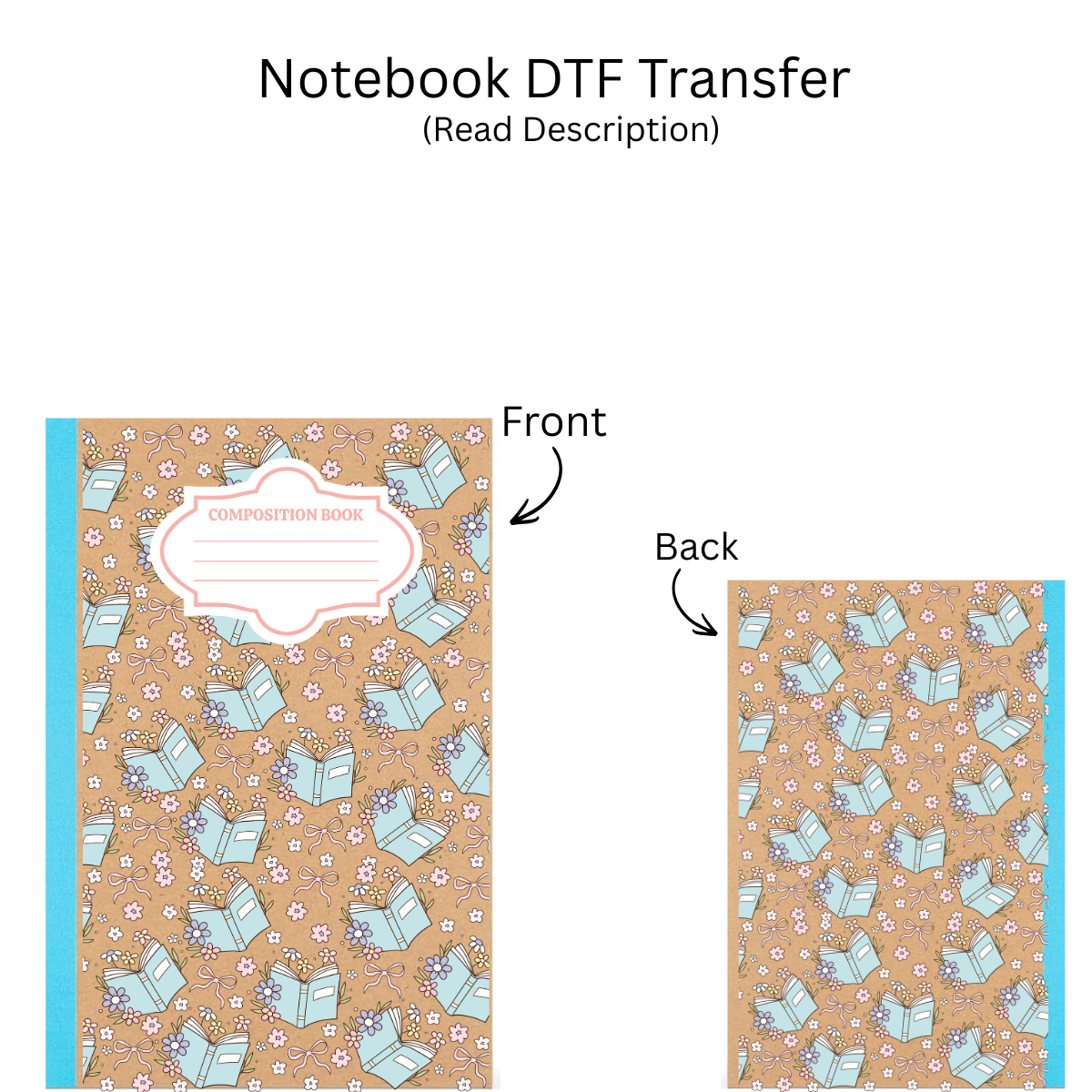 Blue Floral Books For Kraft Notebooks