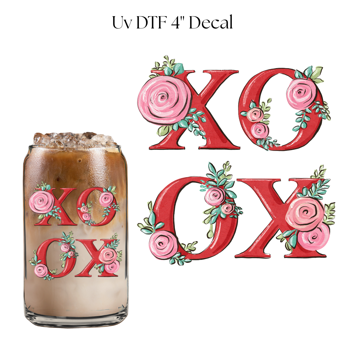 XOXO flowers 4” UV DTF Decal