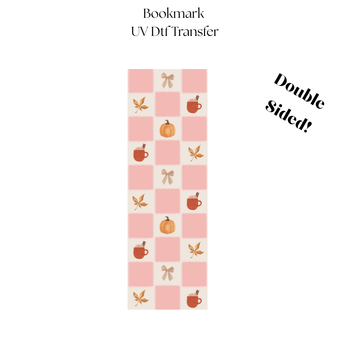 2" Checkered Fall Stuff UV DTF Bookmark Transfer