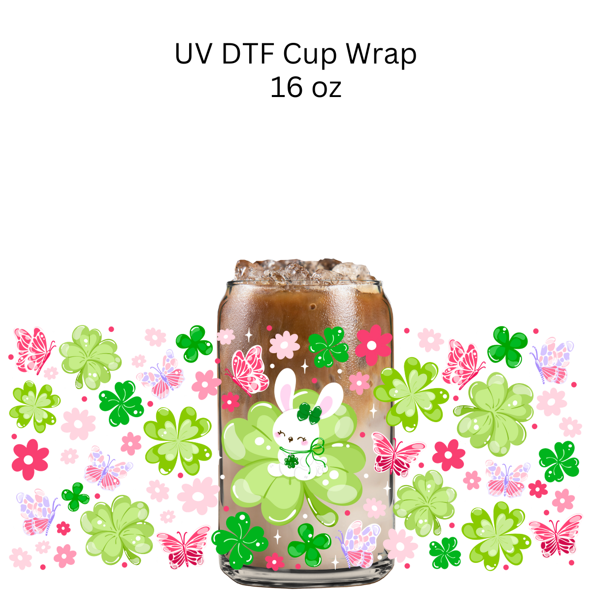Lucky Bunny Clover UV DTF Cup Wrap