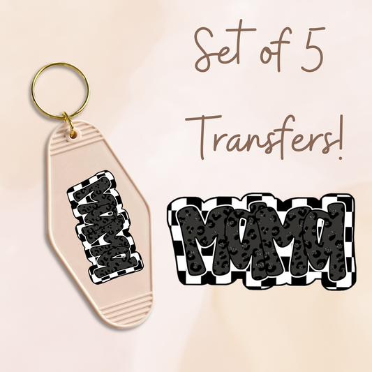 Mama Black Cheetah Checkered MOTEL KEYCHAIN Transfer