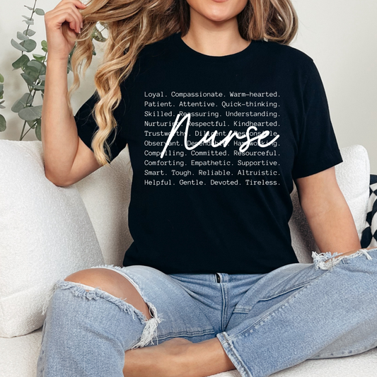 Nurse Definitions White Single Color DTF Transfer
