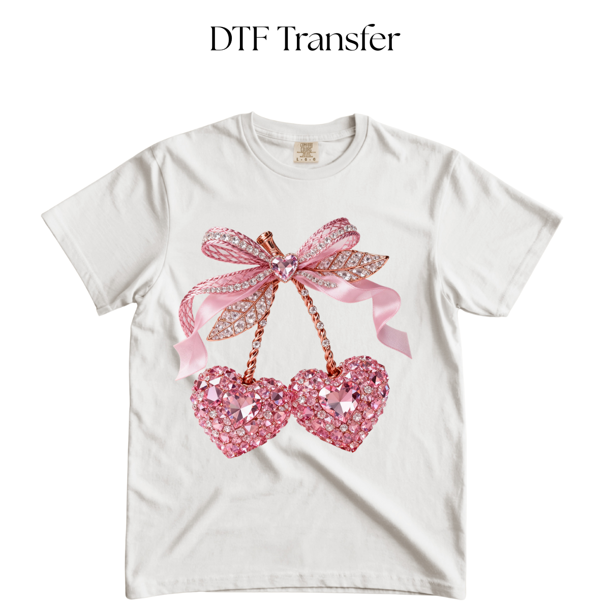 Sparkly Heart Cherries DTF Transfer