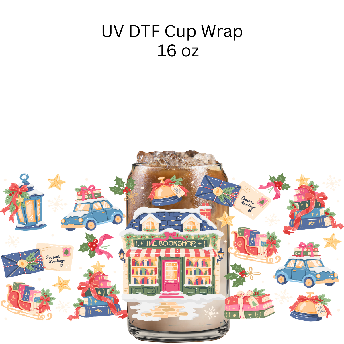 The Bookshop Seasons Reading UV DTF Cup Wrap