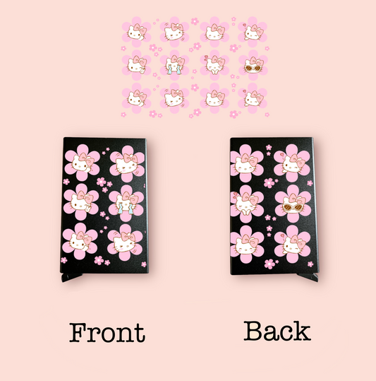 Pink Floral Kitty Card Holder Wrap UV