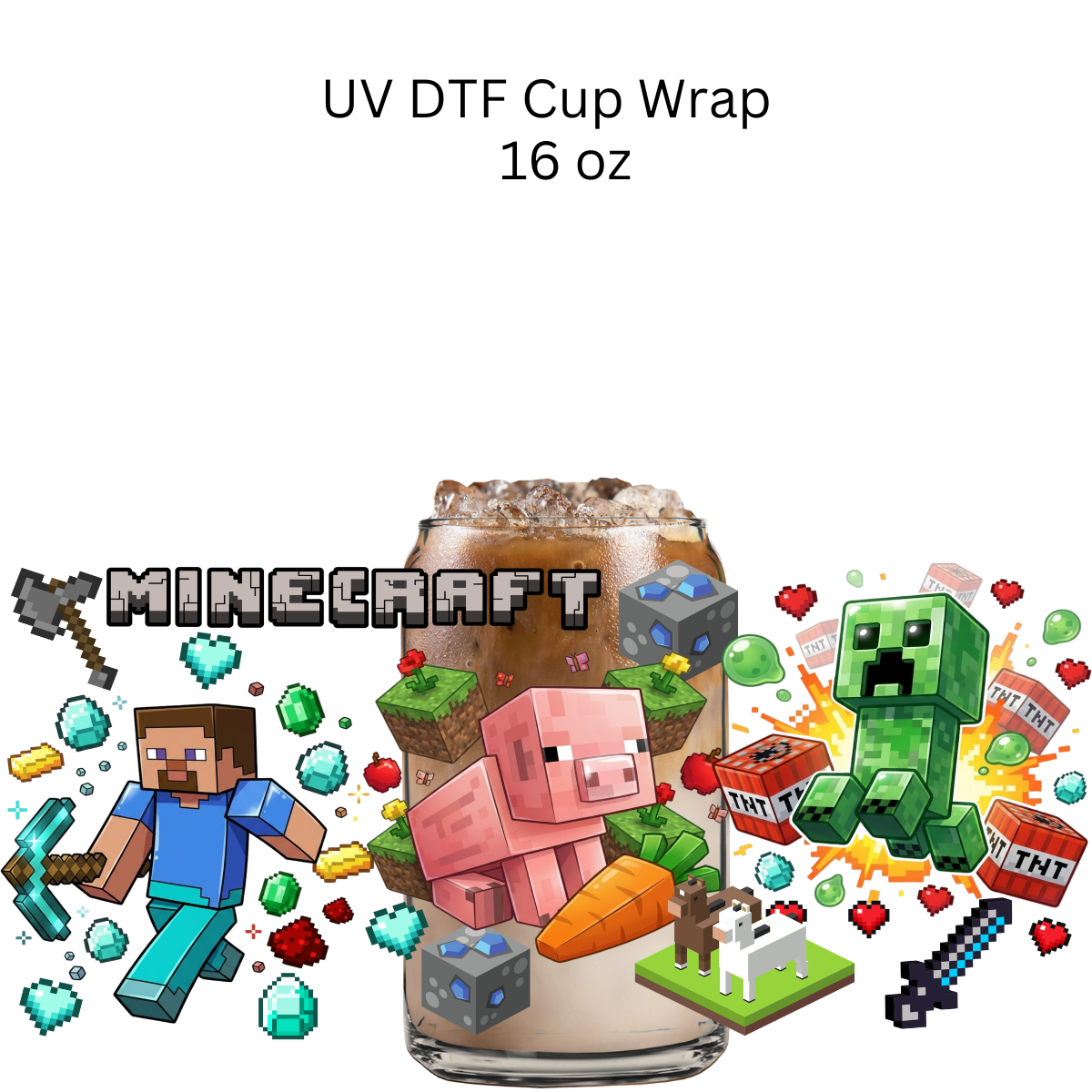 Mine Game Characters UV DTF Cup Wrap