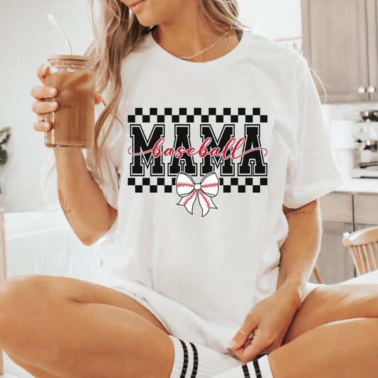 Checkered Baseball MAMA DTF TRANSFER