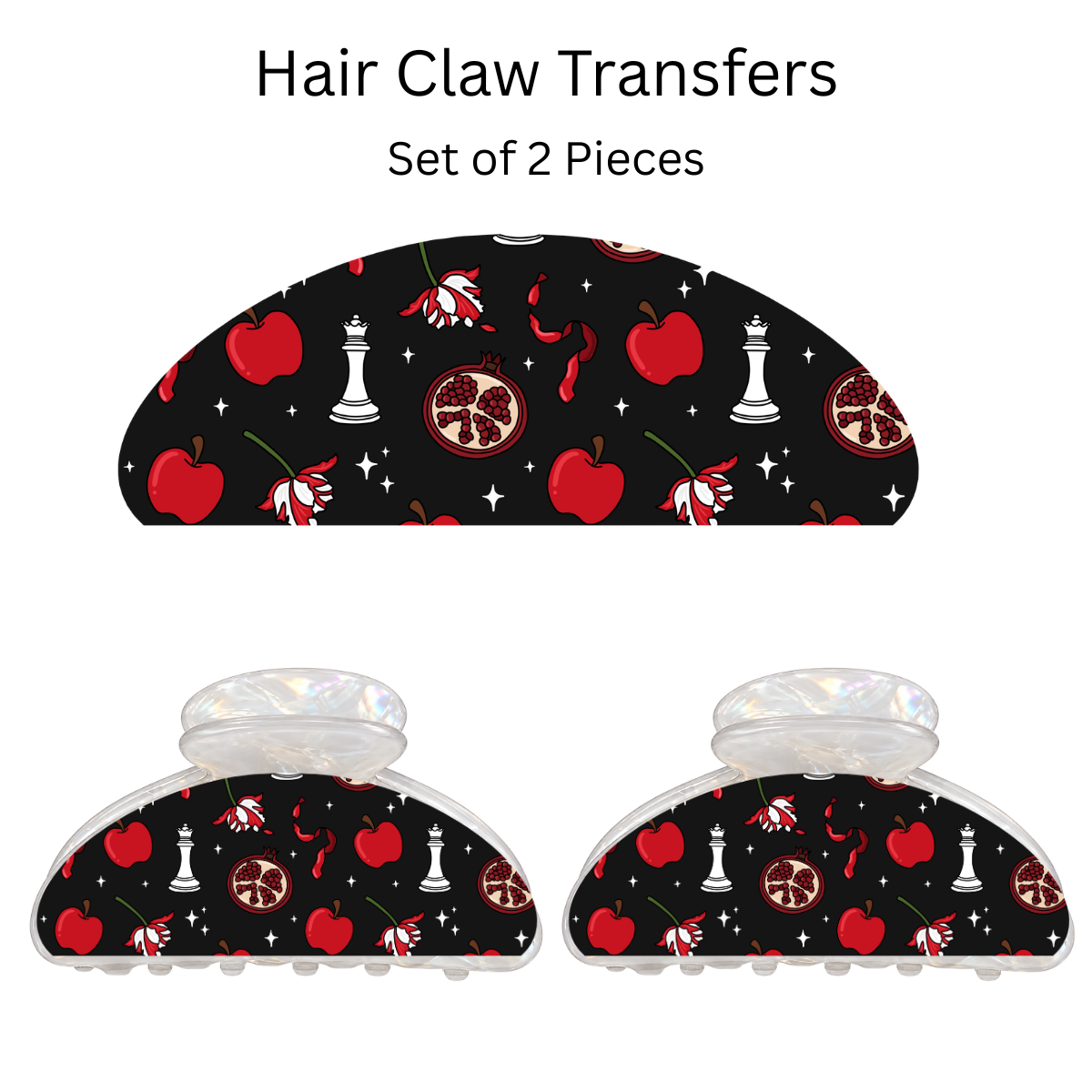 Vampire Wolf Books UV DTF Transfer for 3.19” Claw Clip (Set of 2)