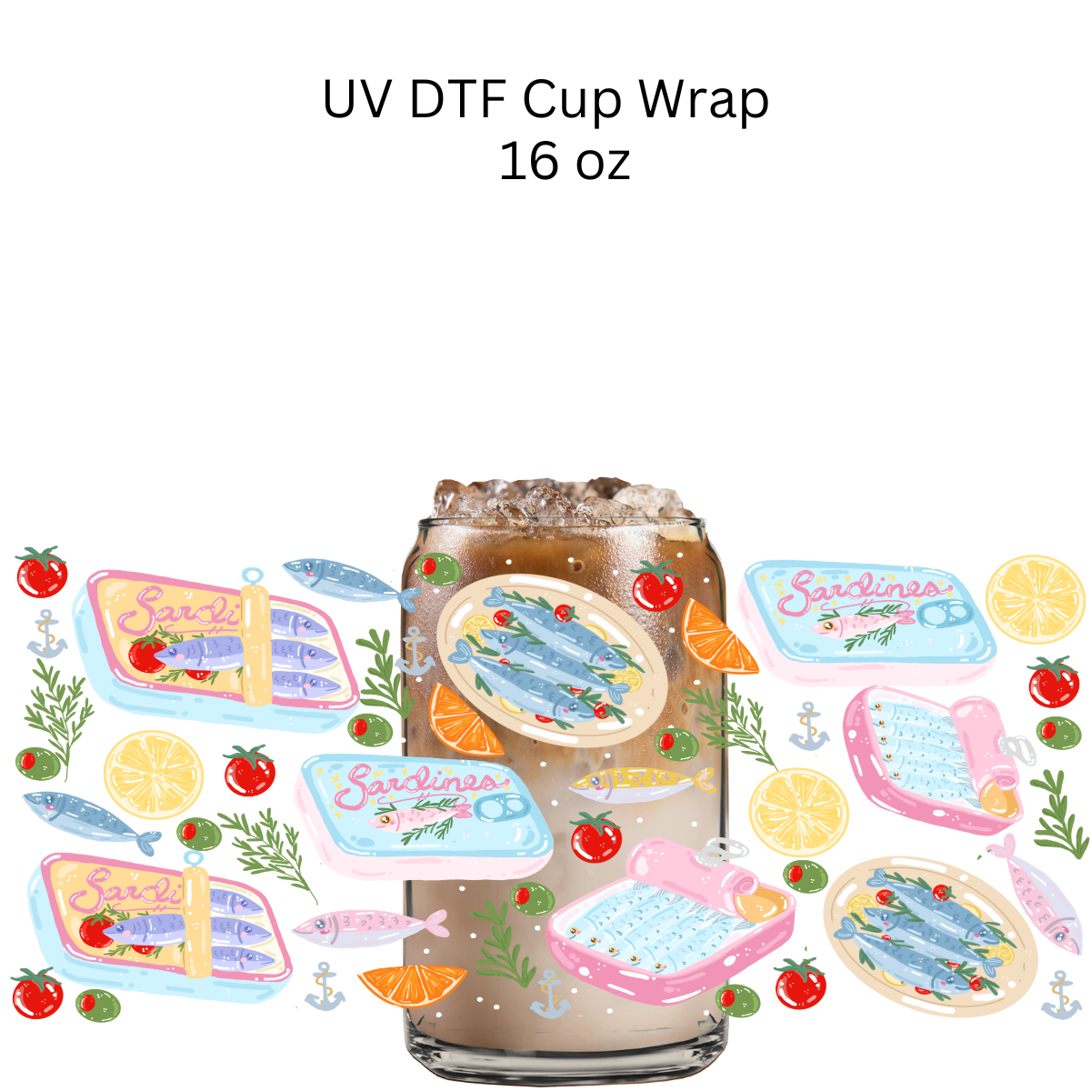 Pastel Sardines UV DTF Cup Wrap