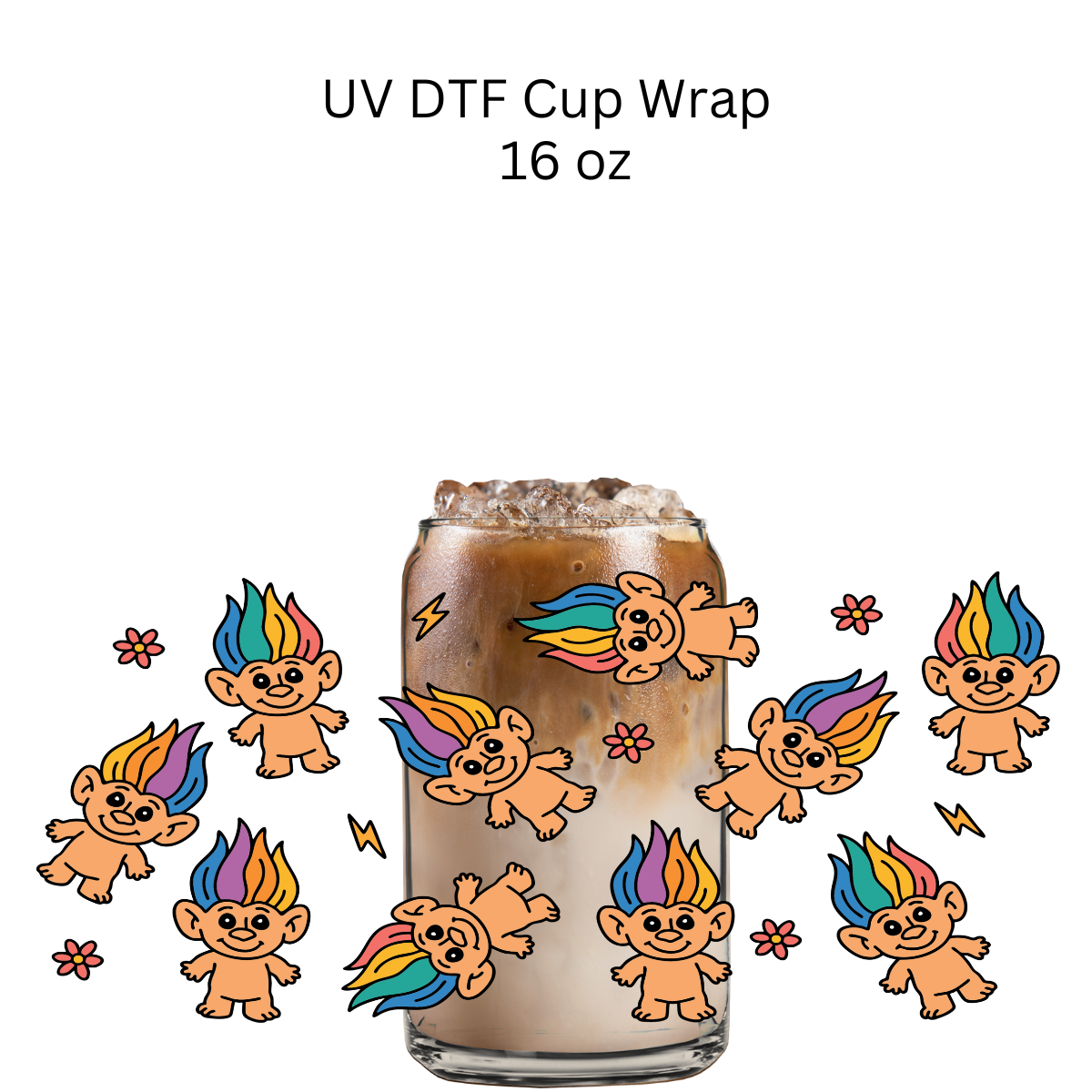 Rainbow Troll UV DTF Cup Wrap