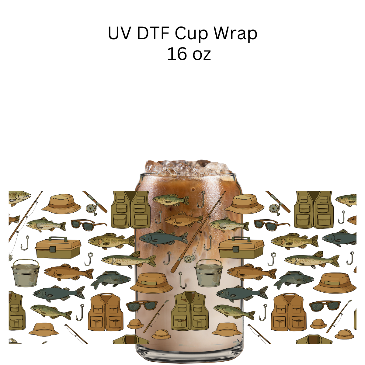 Fishing UV DTF Cup Wrap