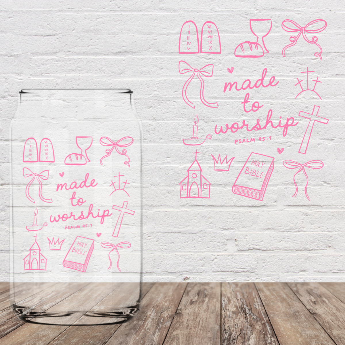 Made to Worship PINK 4" UV DTF