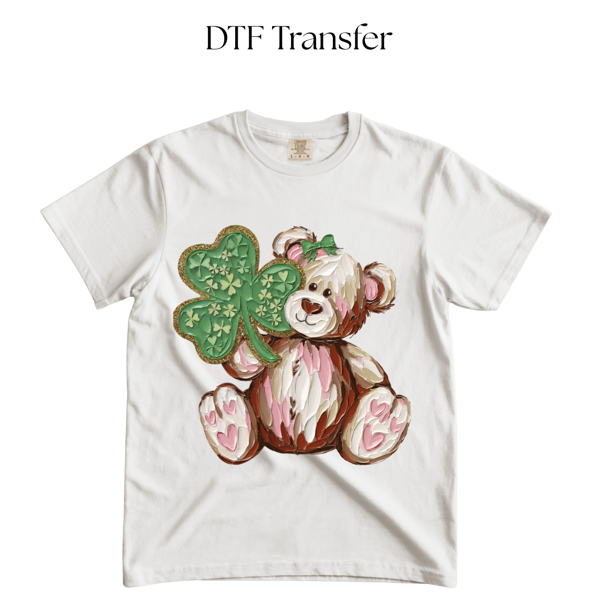 Bear and Clover Painting DTF Transfer