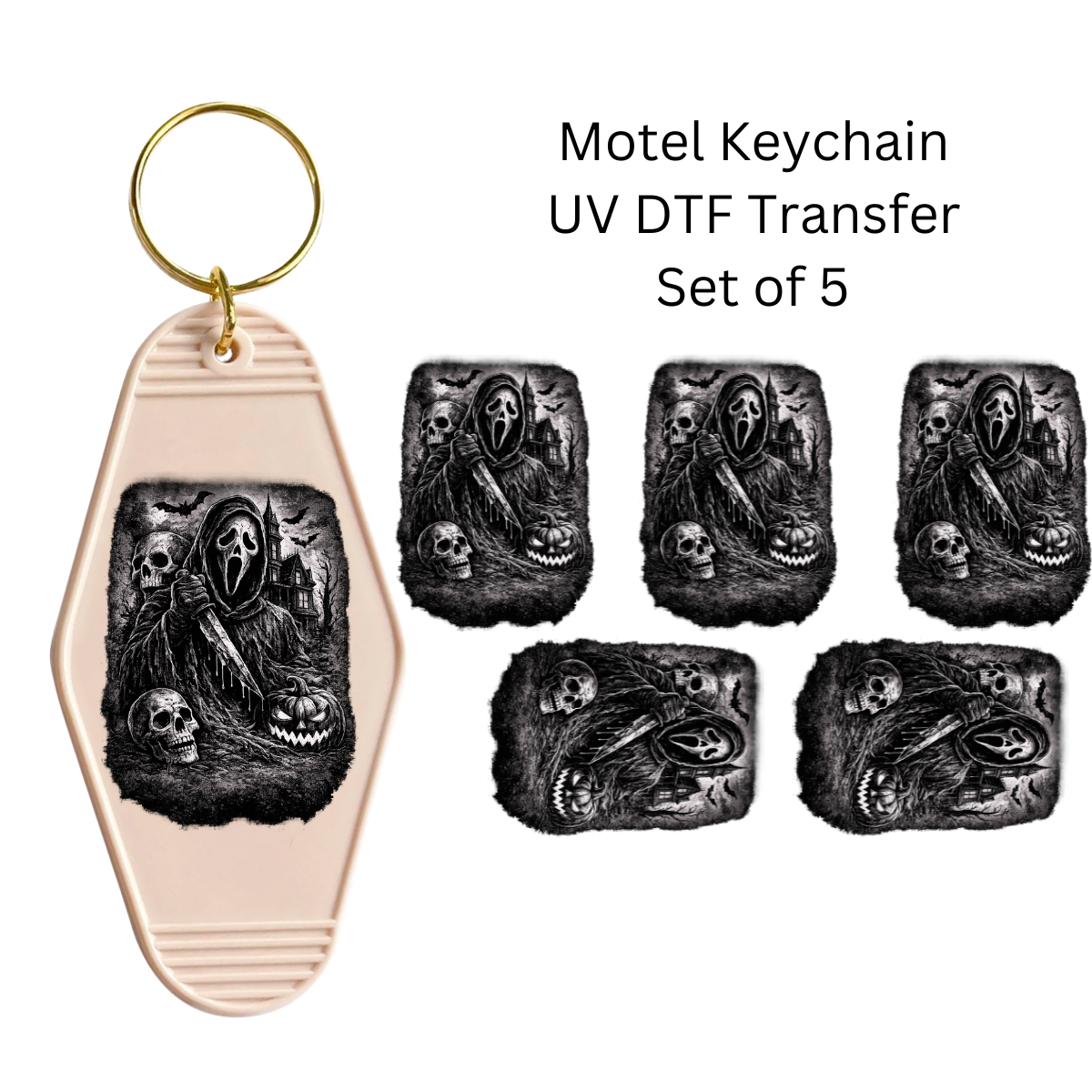 Scream Black and White Set of 5 Keychain Transfers