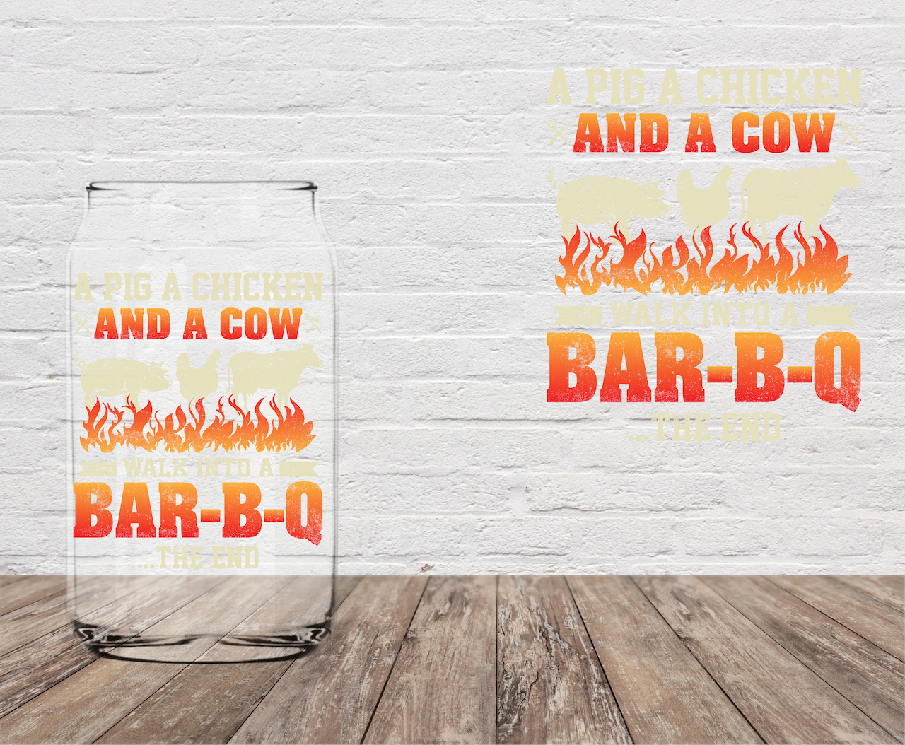 Pig Chicken Cow Bar-b-Q 4" UV DTF