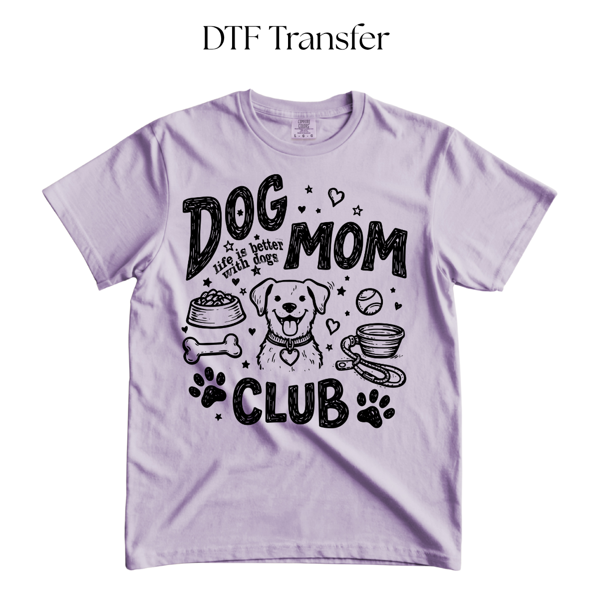 Dog Mom Club Single Color DTF Transfer