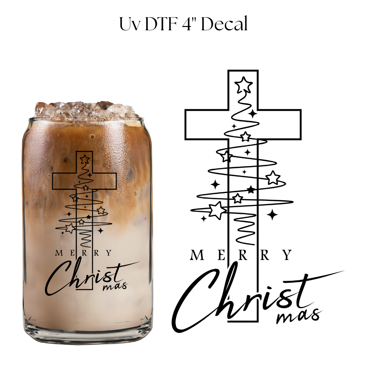 Merry Christ Mas Cross 4” UV DTF Decal