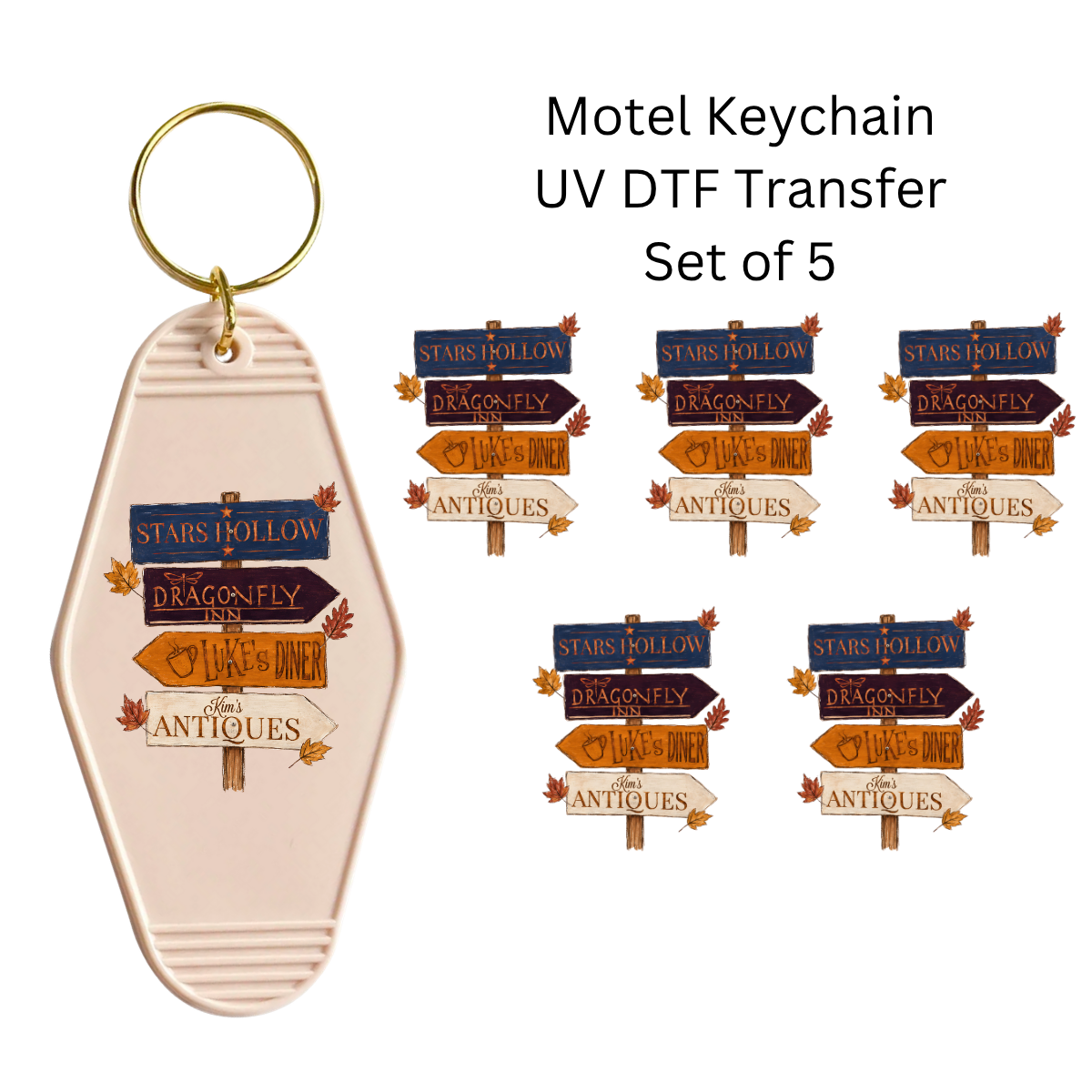 Fall Stars Sign Set of 5 Keychain Transfers