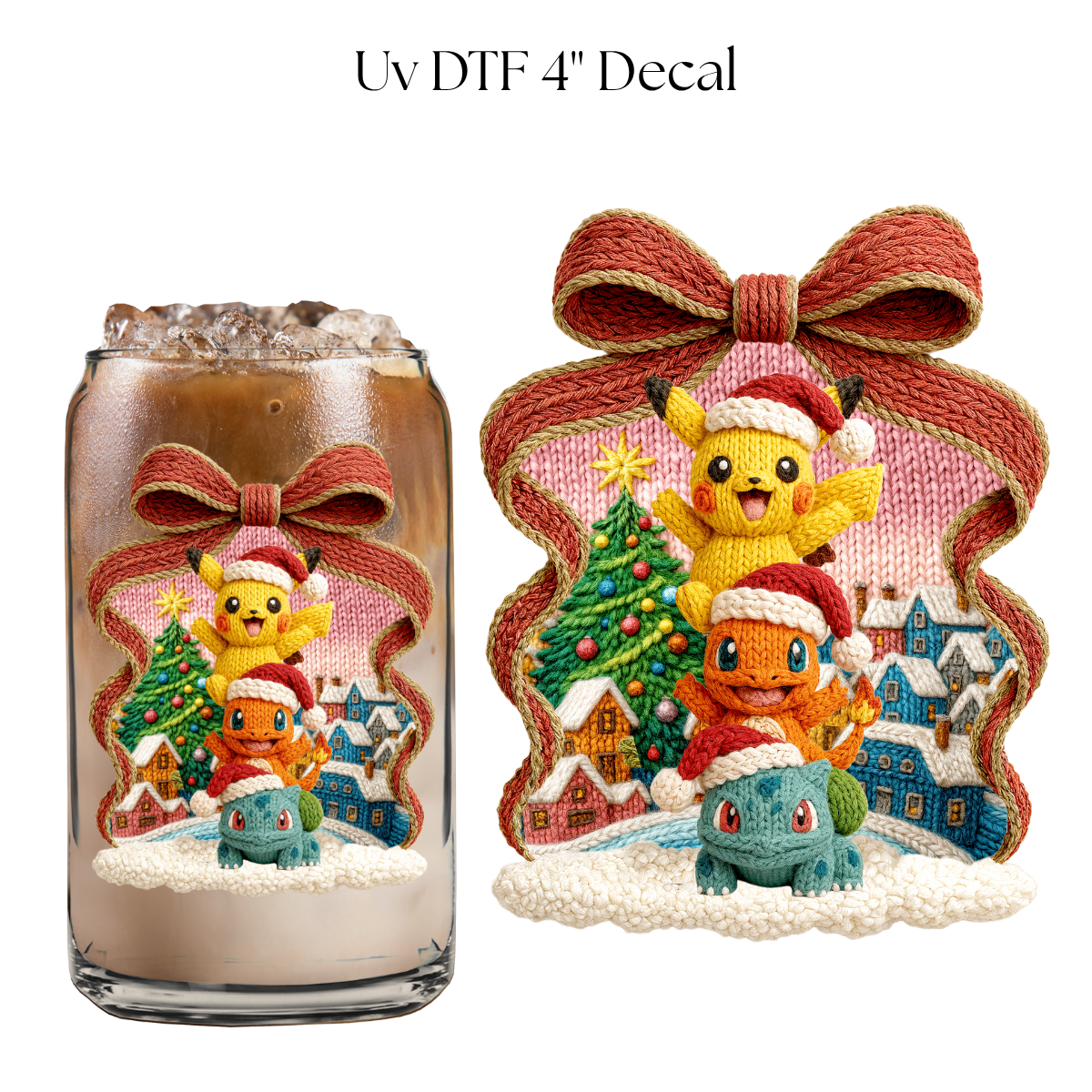 Christmas Poke Faux Yarn 4” UV DTF Decal