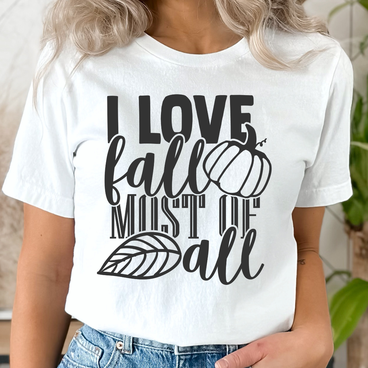 I Love Fall Most of All Charcoal Single Color DTF Transfer (Print to Order)