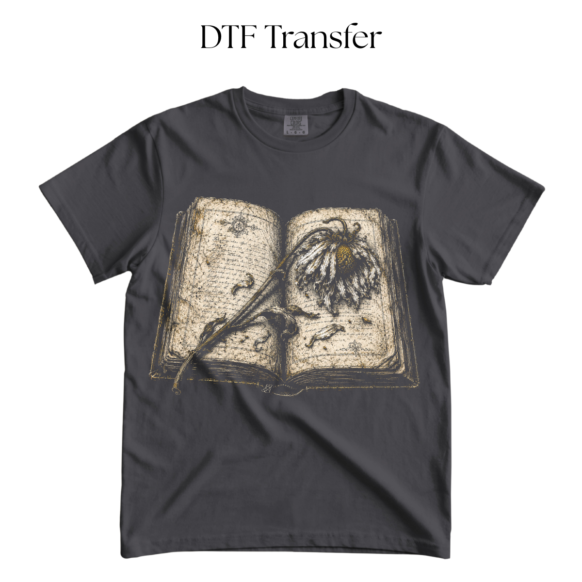 Wildflower Book DTF Transfer (Press on Black)