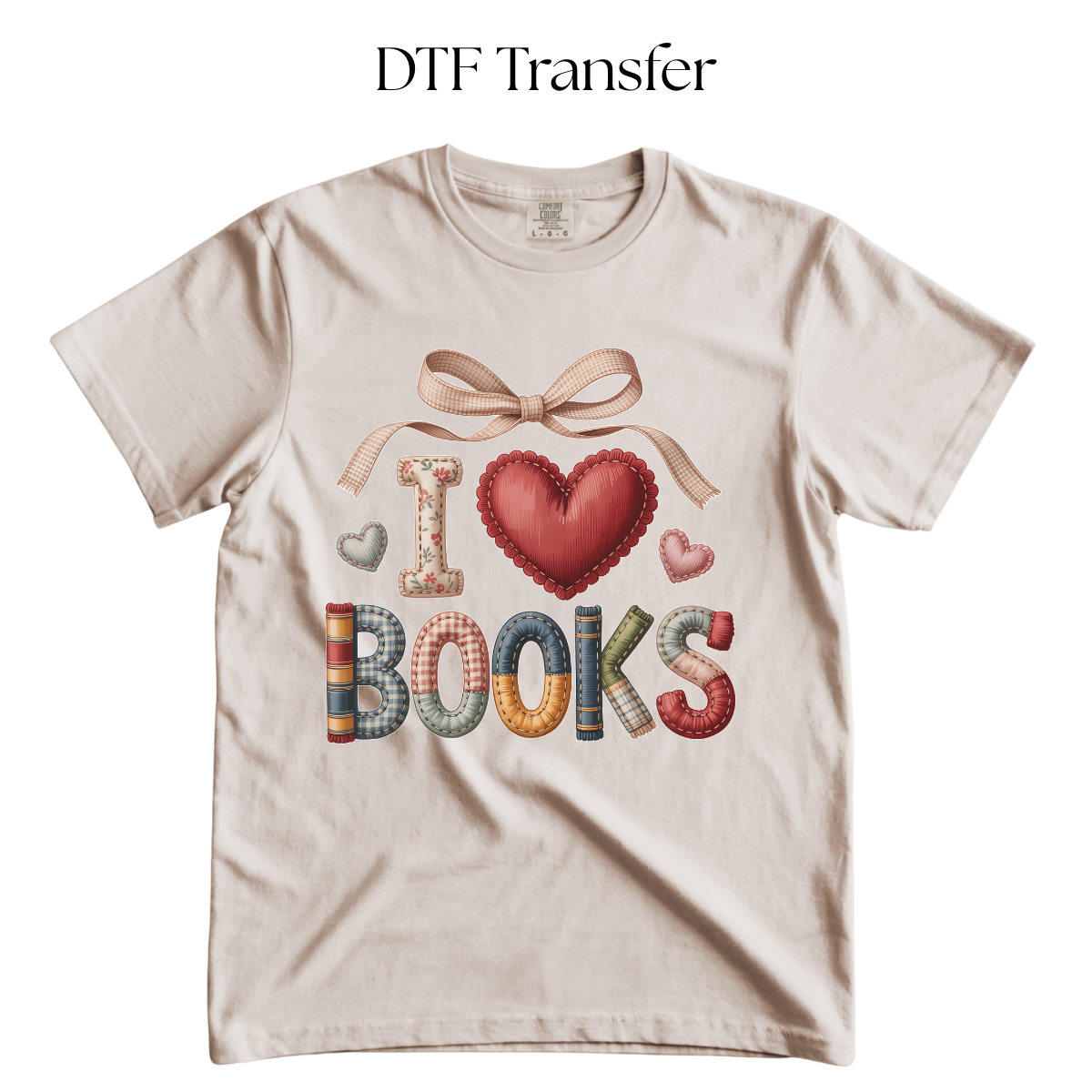 I Love Books Patches DTF Transfer