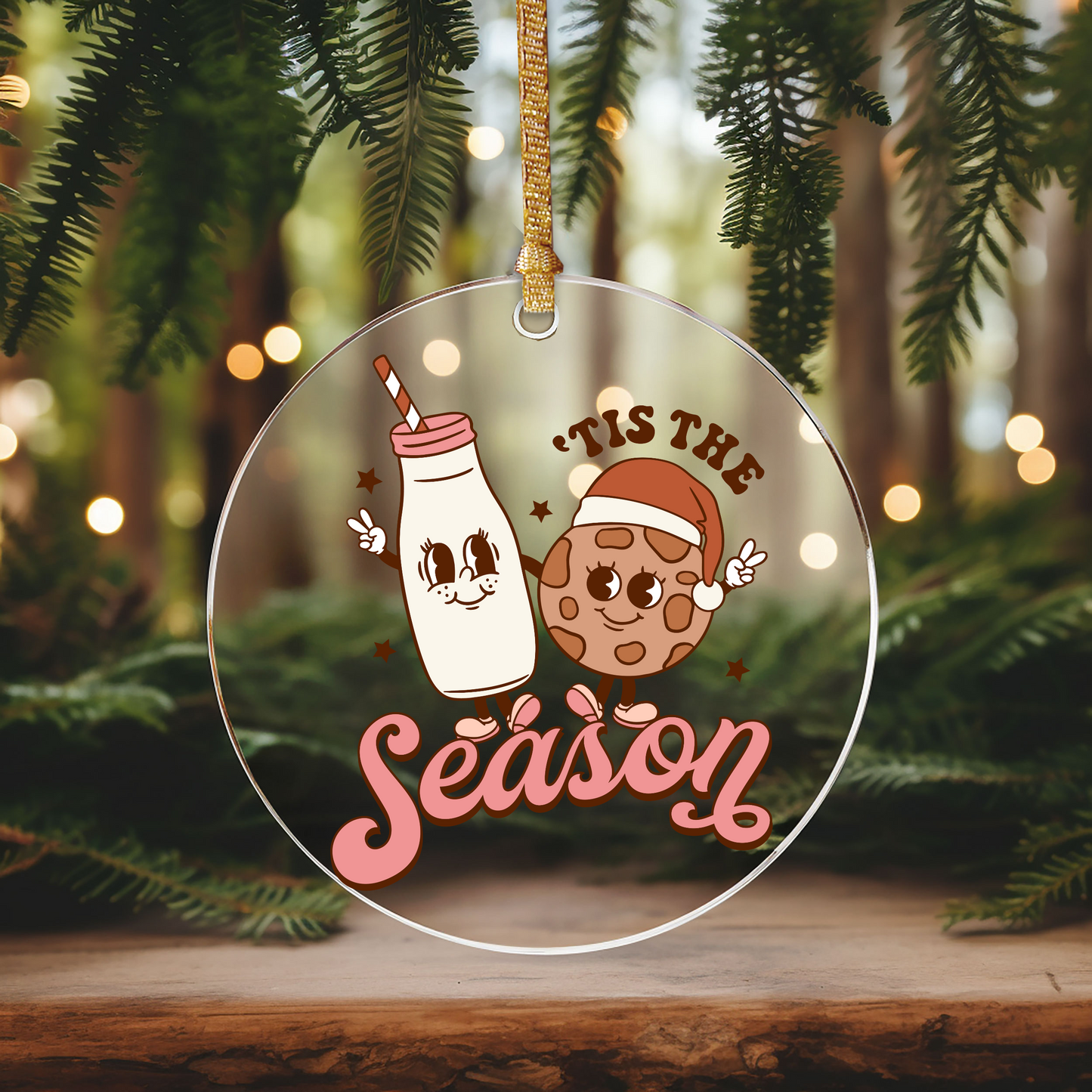 GOOD Tis' The Season Milk & Cookies Ornament Size UV DTF Single Sided