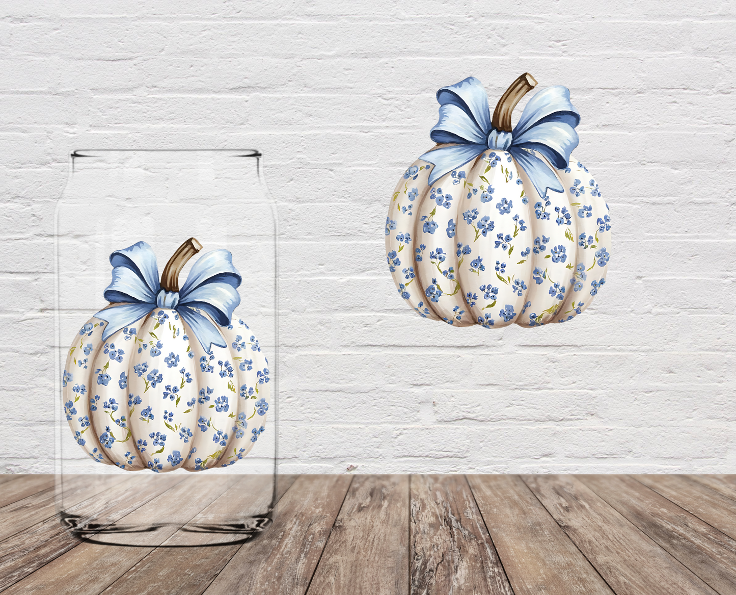 GOOD Blue Bow Pumpkin 4" UV DTF