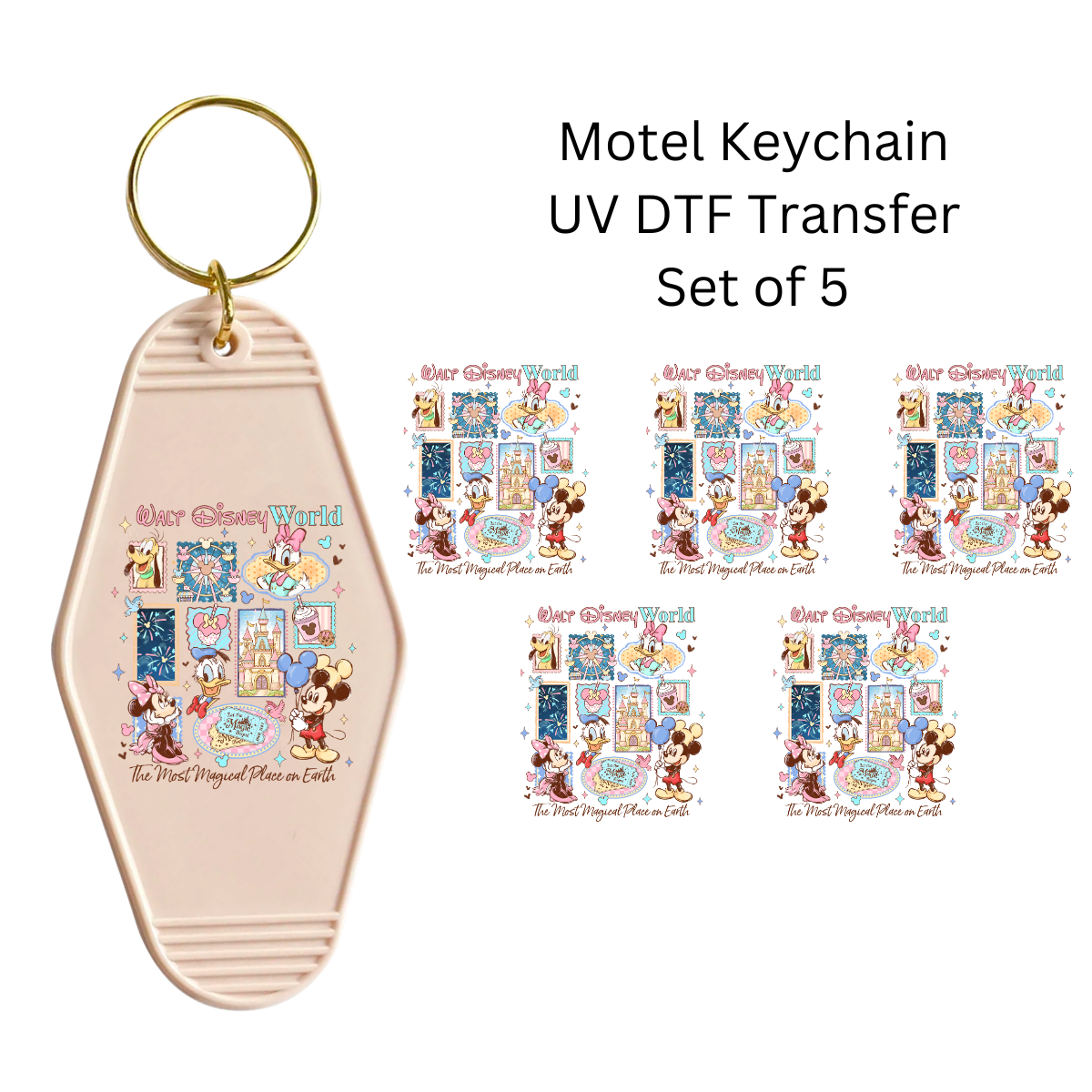 The Most Magical Place on Earth Set of 5 Keychain Transfers