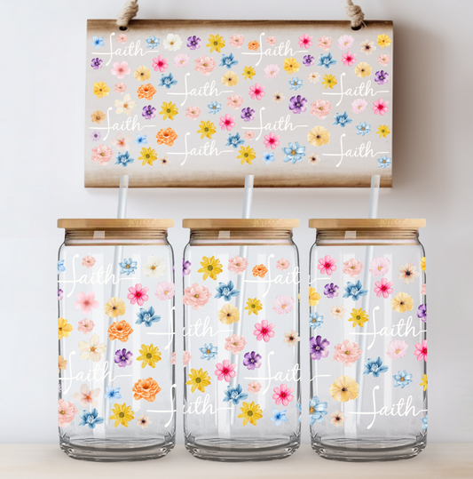 Faith and Wildflowers UV DTF Cup Wrap