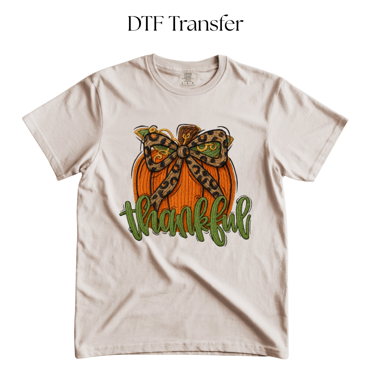 Thankful Bow Pumpkin Faux Yarn DTF Transfer