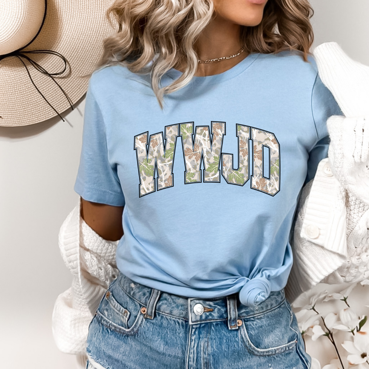 WWJD Camo Leaves DTF TRANSFER