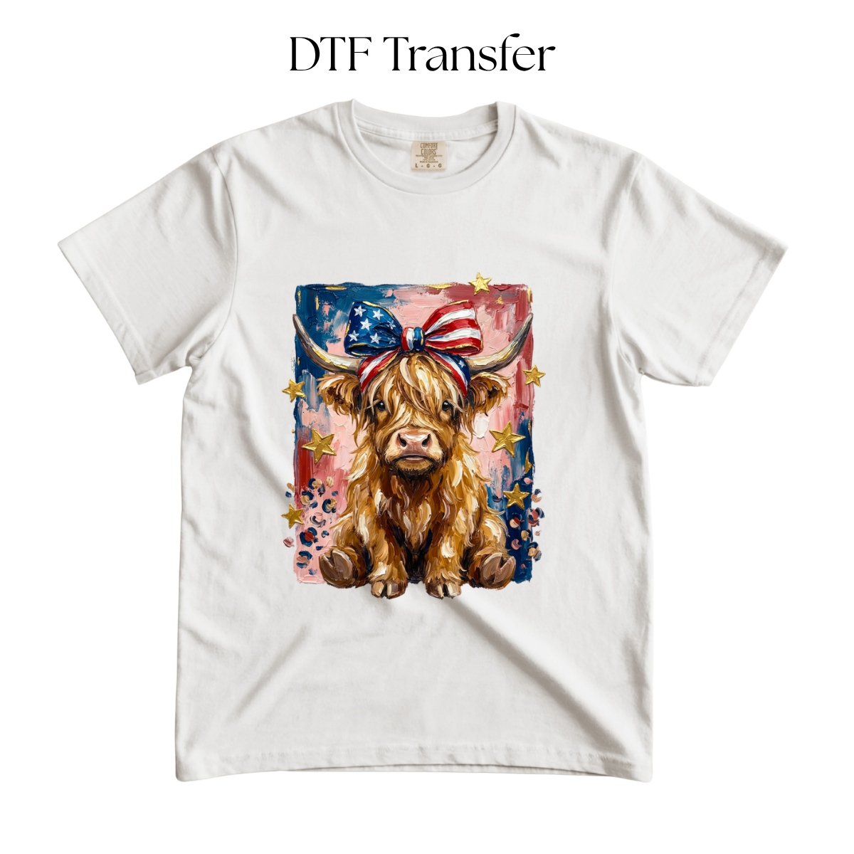 Patriotic Cow with Bow DTF Transfers