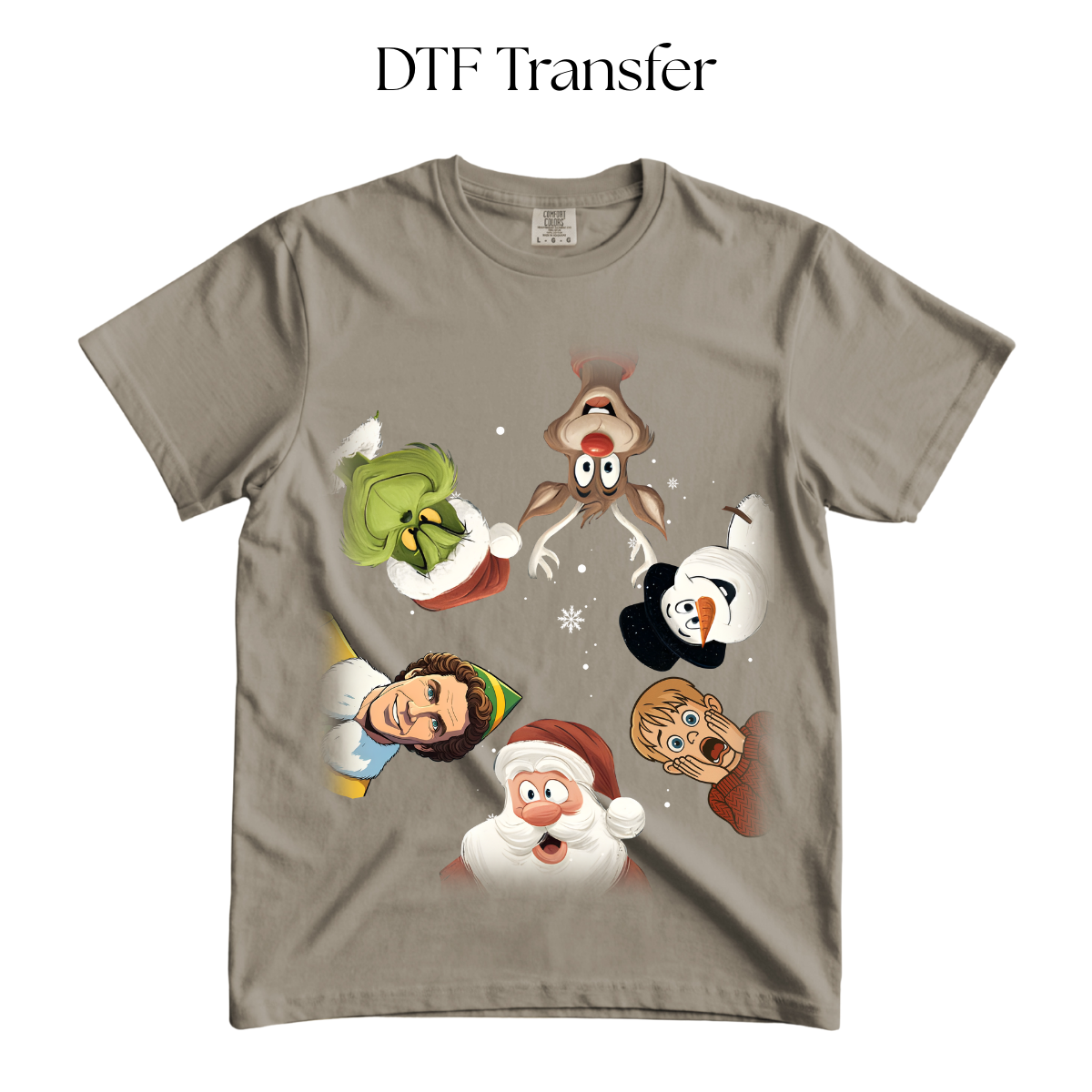 Christmas Cartoons Looking Down DTF Transfer