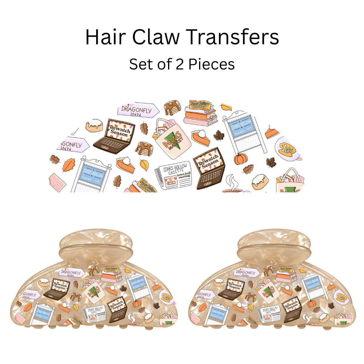 GG Rewatch Season UV DTF Transfer for 3.19” Claw Clip (Set of 2)