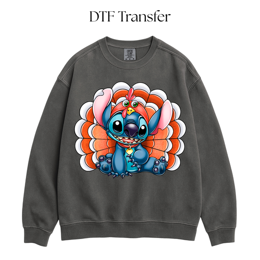 Blue Alien Turkey Costume DTF Transfer