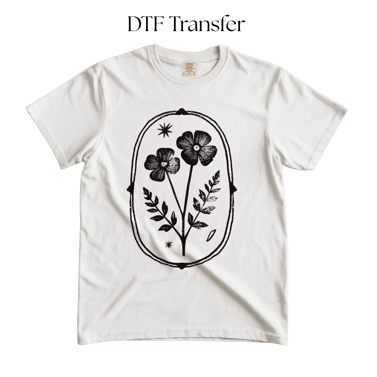 2 Flowers Frame Single Color Dtf Transfer