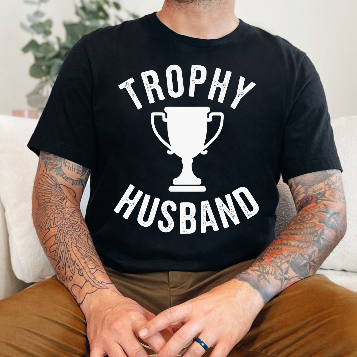 Trophy Husband WHITE Single Color DTF Transfer