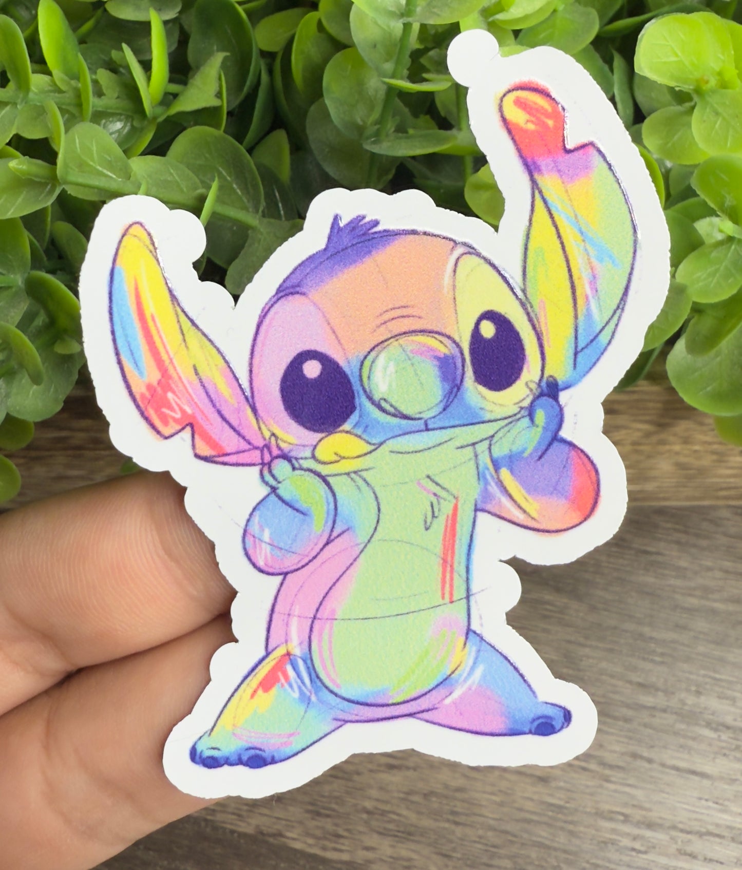 Colorful Blue Creature White Vinyl Sticker