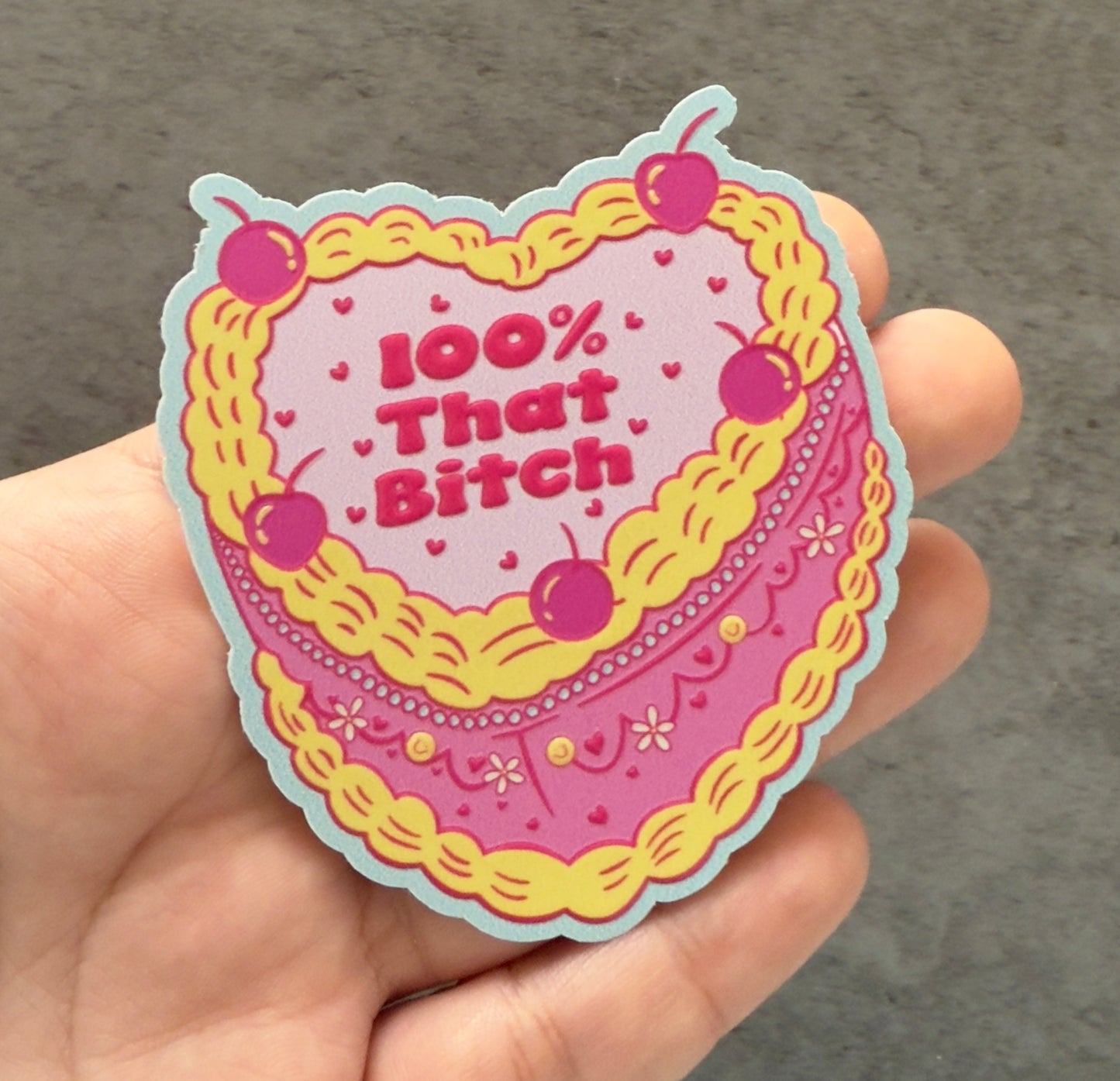 100% Cake Textured White Vinyl Sticker
